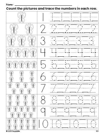 FREE Printable Butterfly Counting Worksheet for Preschool and Pre-K ...