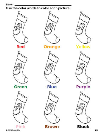 FREE Christmas Stocking Coloring Page and Color Worksheet for ...