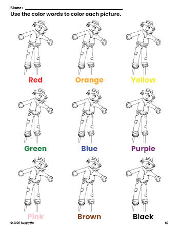FREE Fall Scarecrow Coloring Page and Color Worksheet for Preschoolers ...