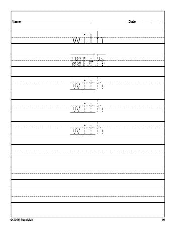 FREE Kindergarten Sight Word Tracing Worksheet, High Frequency Word ...