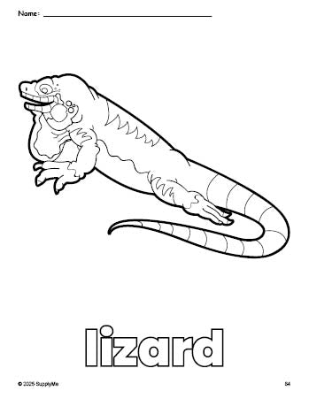 FREE Printable Lizard Coloring Page for Preschool, Pre-K, and Kindergarten, PDF | P19222 – SupplyMe