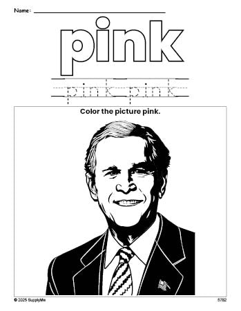 free-presidents-day-george-w-bush-color-pink-coloring-page-and-color