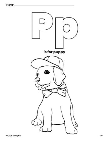 FREE Printable Puppy Coloring Page, Letter P Coloring Page for ...
