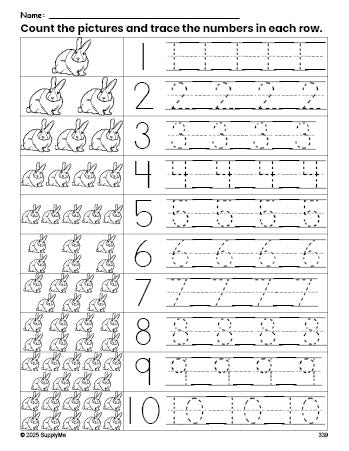 FREE Printable Rabbit Counting Worksheet for Preschool and Pre-K with ...