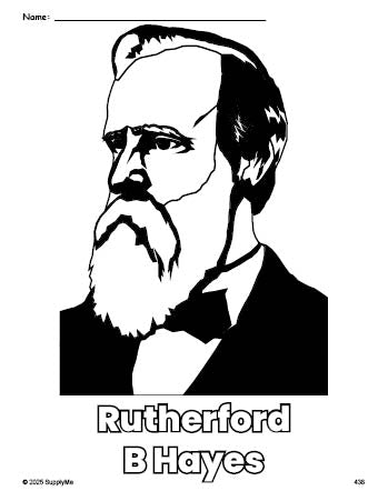 FREE Printable Rutherford B Hayes Presidents' Day Coloring Page for ...