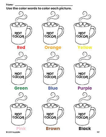 FREE Winter Hot Chocolate Coloring Page and Color Worksheet for ...