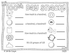 100th Day Snack/Math Freebies!