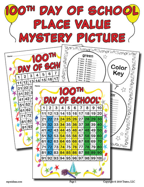 FREE Printable 100th Day of School Place Value Mystery Picture! – SupplyMe