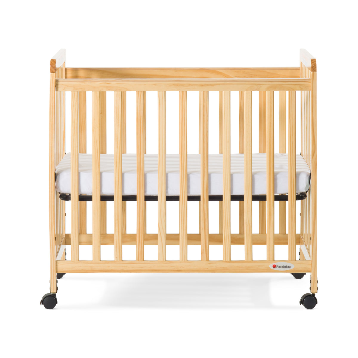 Foundations® SafetyCraft® Compact Fixed-Side Crib, Slatted, Natural