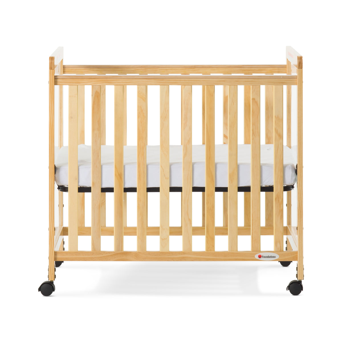 Foundations® SafetyCraft® Compact Fixed-Side Crib, Clearview, Natural
