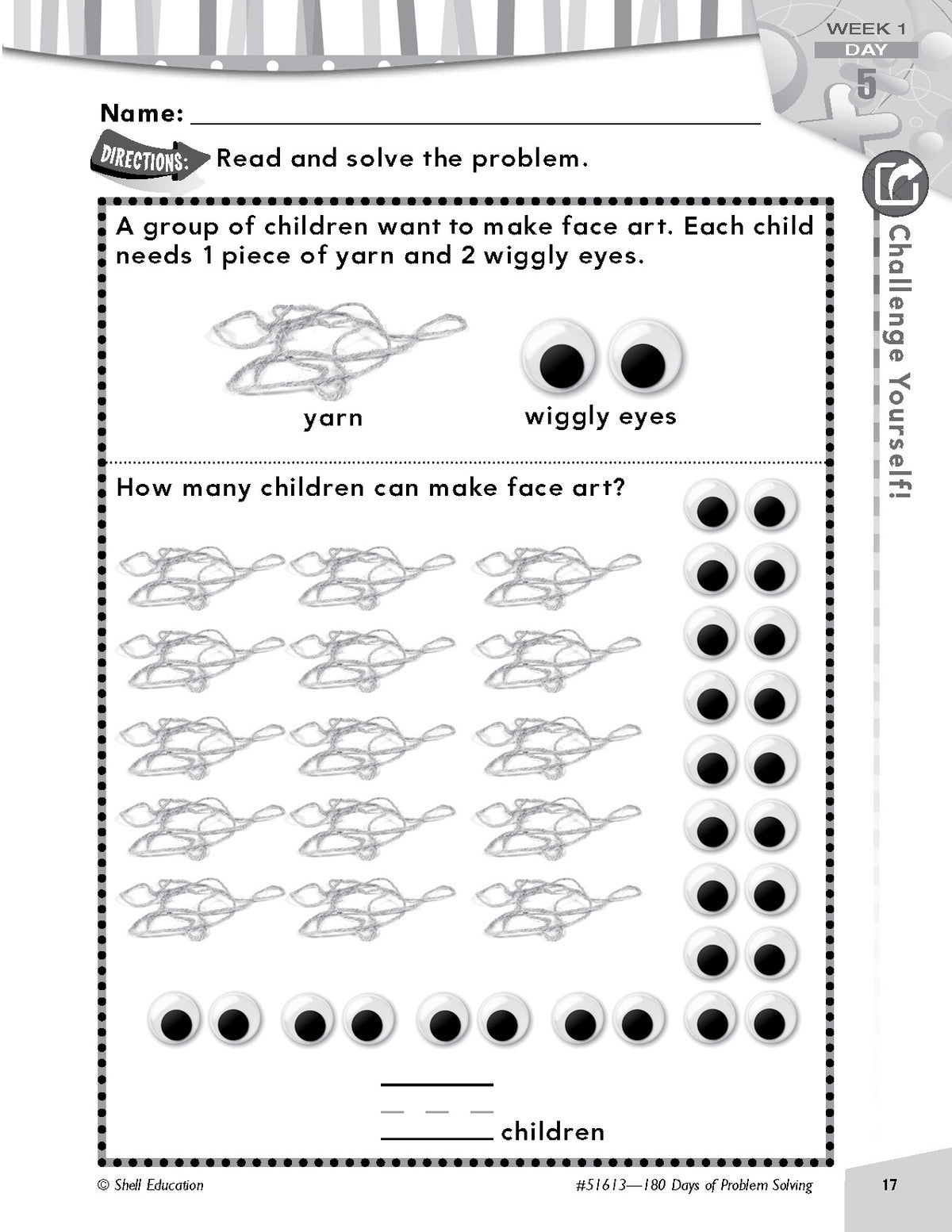 Shell Education 180 Days of Problem Solving for First Grade