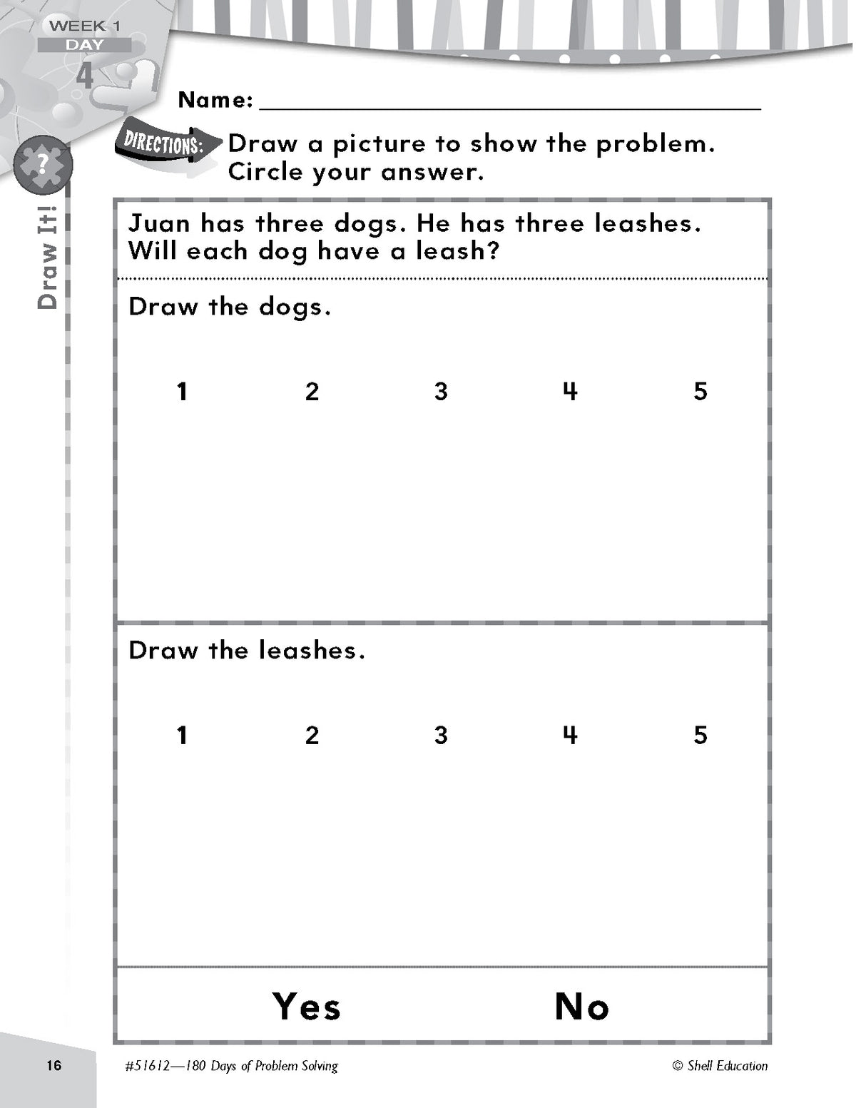 Shell Education 180 Days of Problem Solving for Kindergarten