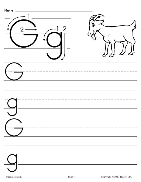 Printable Letter G Tracing Worksheet! – SupplyMe