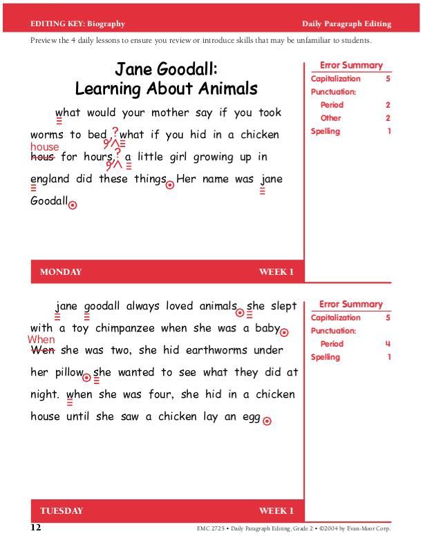 Daily Paragraph Editing, Grade 2