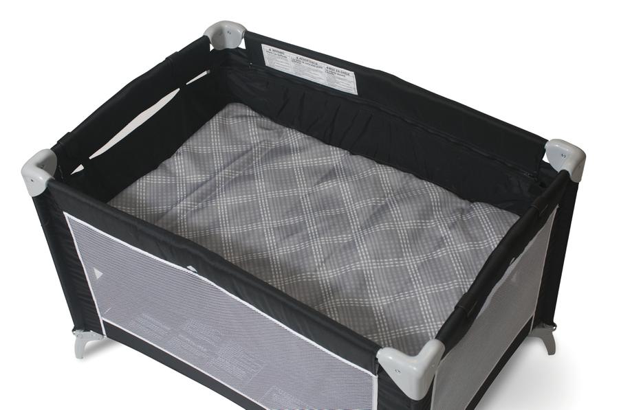 Sleep 'n Store™ Portable Play Yard Crib with Bassinet, Mod Plaid Graphite