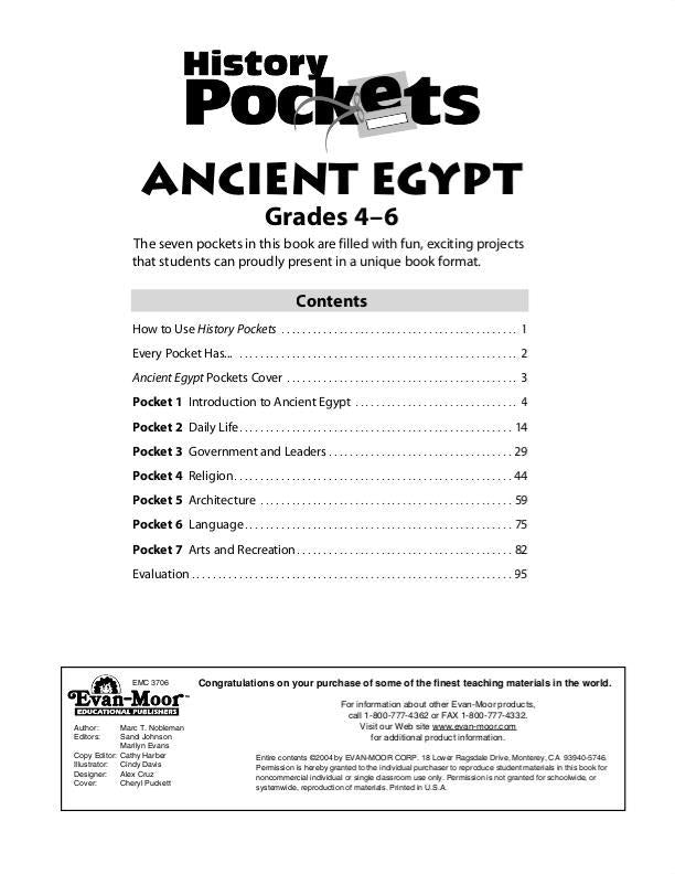 History Pockets, Ancient Egypt