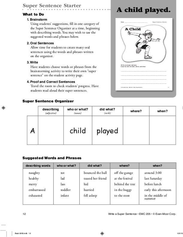 Write a Super Sentence