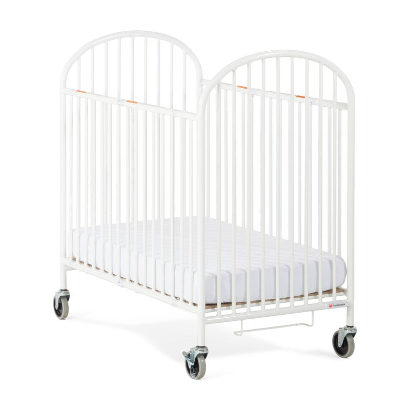 Pinnacle™ Compact Steel Folding Crib, White with Foam Mattress