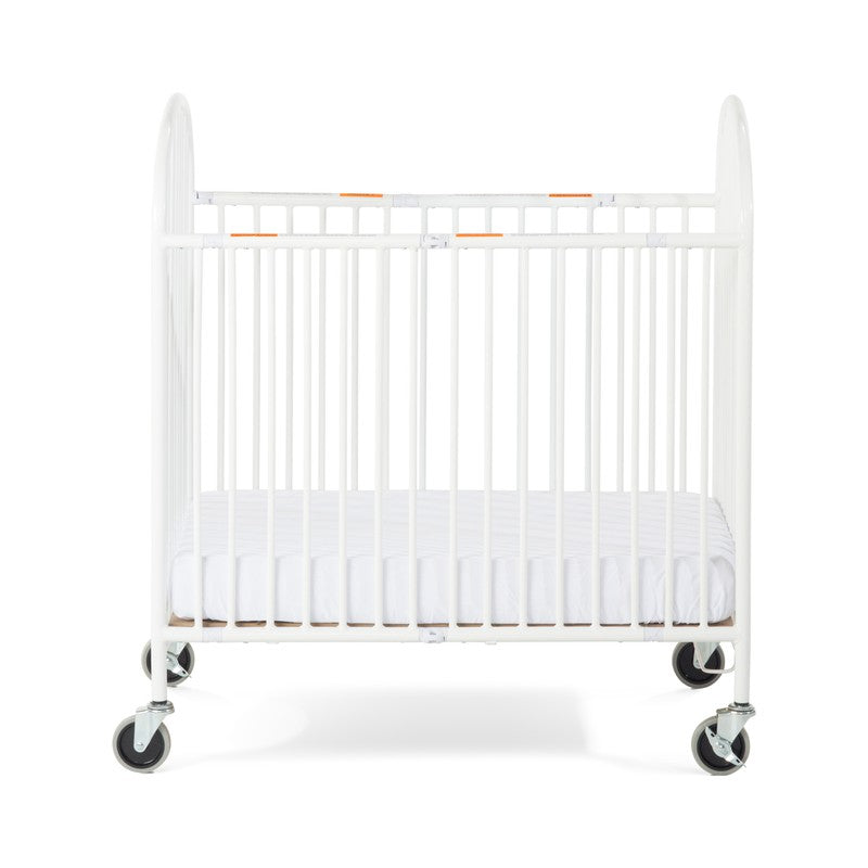 Pinnacle™ Compact Steel Folding Crib, White with Foam Mattress