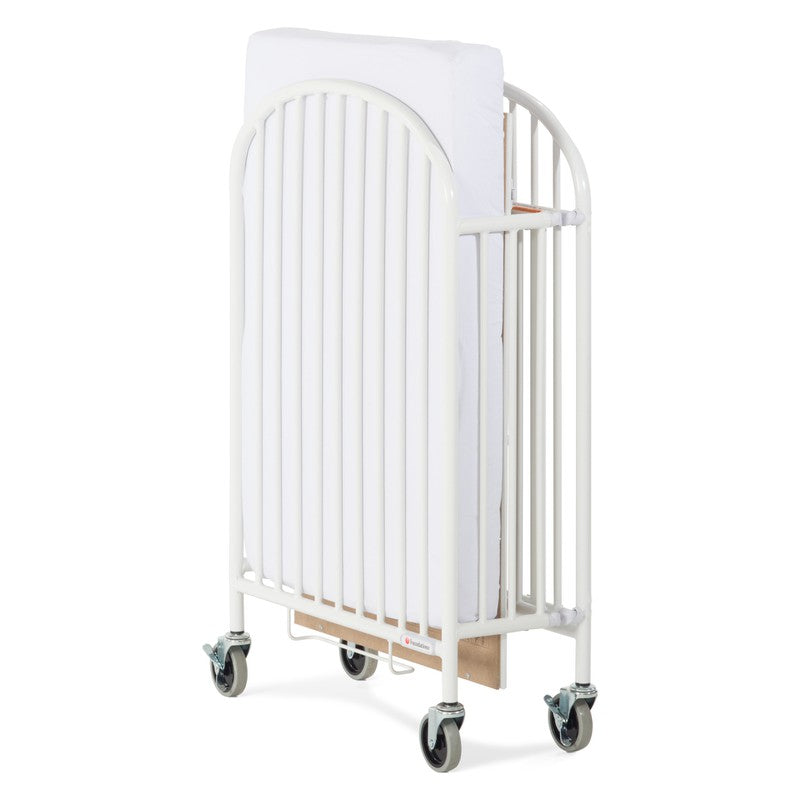 Pinnacle™ Compact Steel Folding Crib, White with Foam Mattress