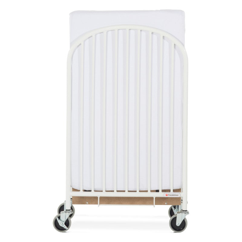 Pinnacle™ Compact Steel Folding Crib, White with Foam Mattress