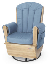 SafeRocker™ Swivel Glider, Natural Base with Blue Cushions