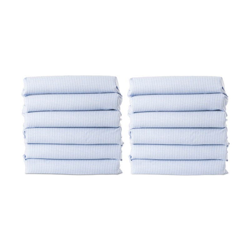 CozyFit™ Cot Sheet, Toddler Size, Blue Gingham (12 Pack)