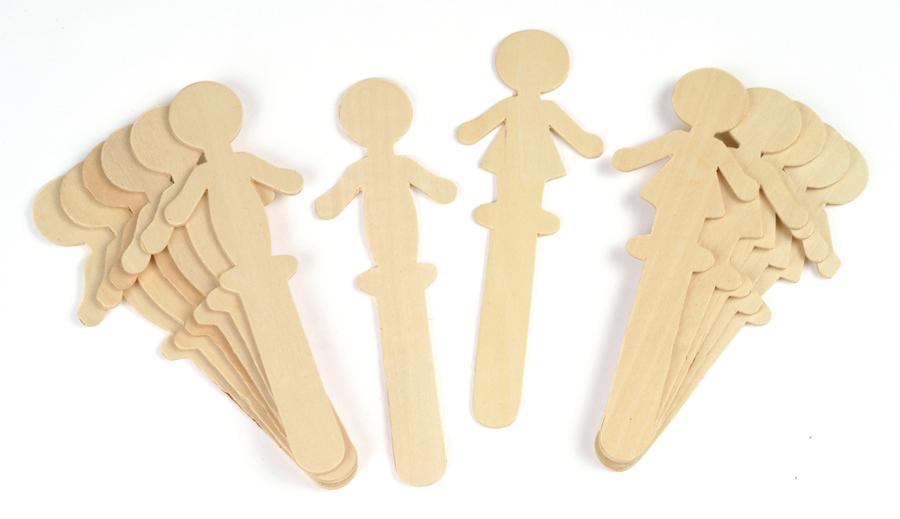 People Shaped Wood Craft Sticks - 36 Pieces