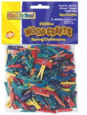 Mini Spring Clothespins - Bright Hues - 250 Pieces