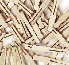 Wooden Flat Slotted Clothespin - 40 Pieces Natural