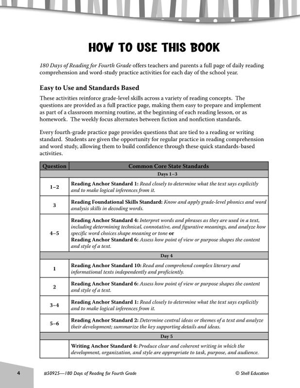 180 Days Of Reading Book For Fourth Grade