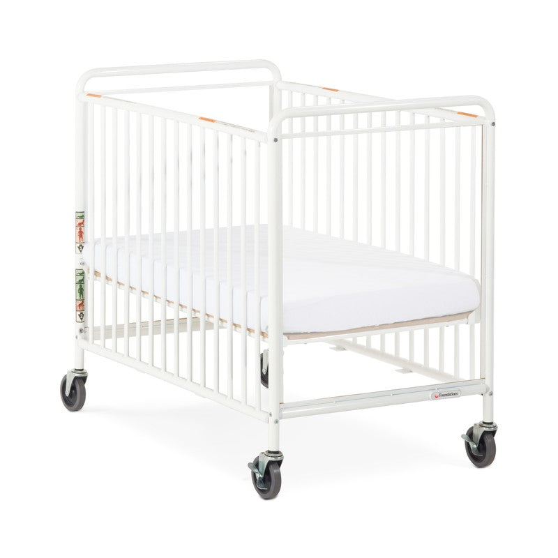 Chelsea™ Compact Steel Non-Folding Crib, Clearview, 4" Evacuation Casters