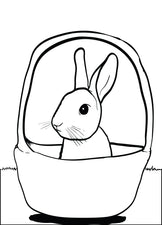 Cute Bunny in a Basket Coloring Page