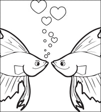 Kissing Fish Valentine's Day Coloring Page