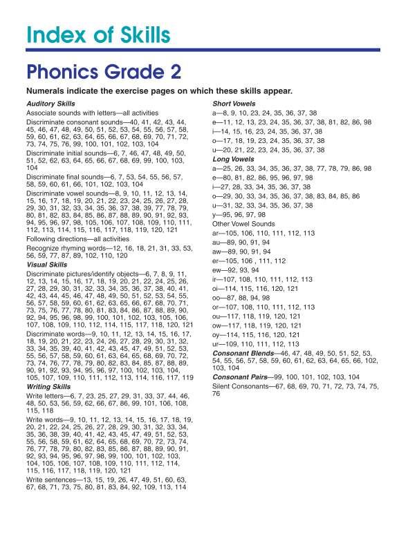 Spectrum Phonics Workbook, Grade 2