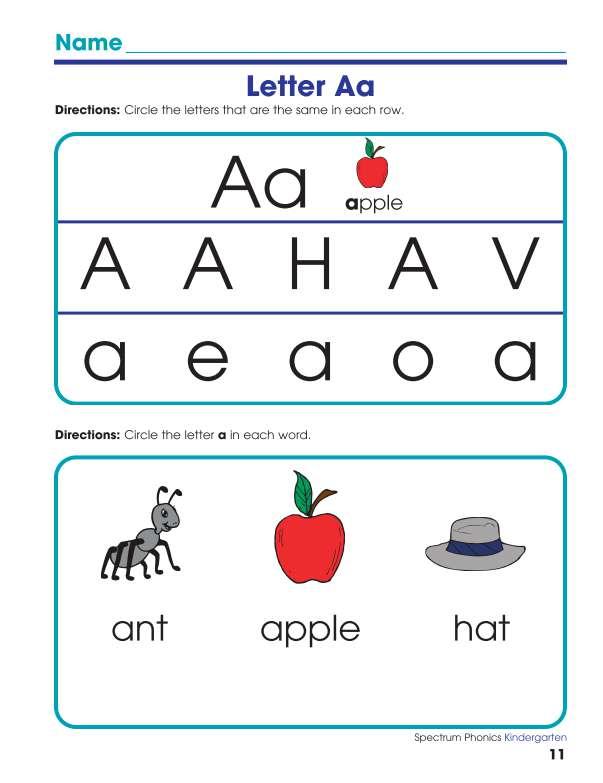 Spectrum Phonics Workbook, Grade K