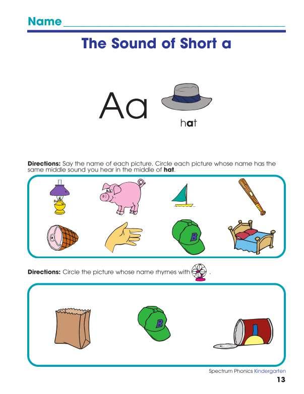 Spectrum Phonics Workbook, Grade K