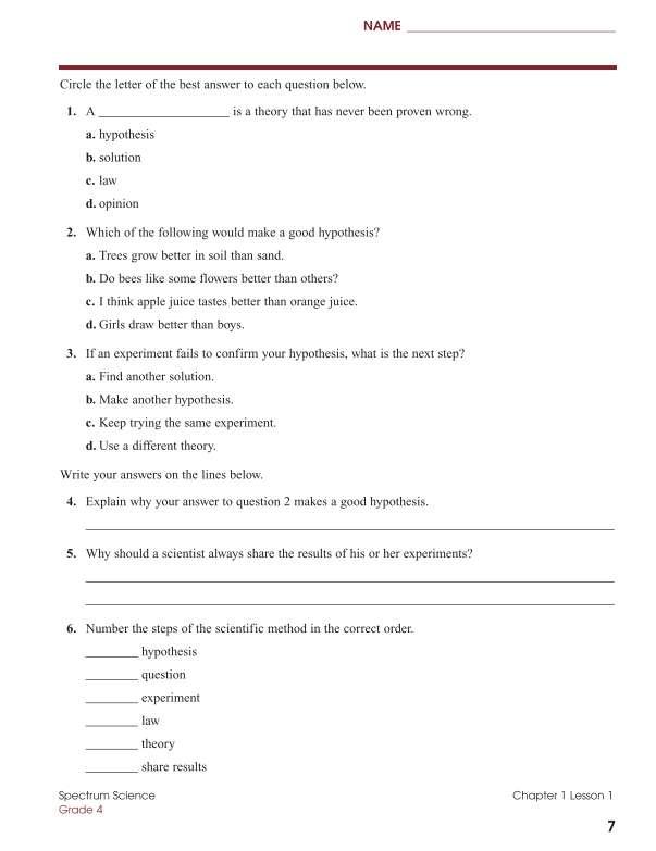 Spectrum Science Workbook, Grade 4