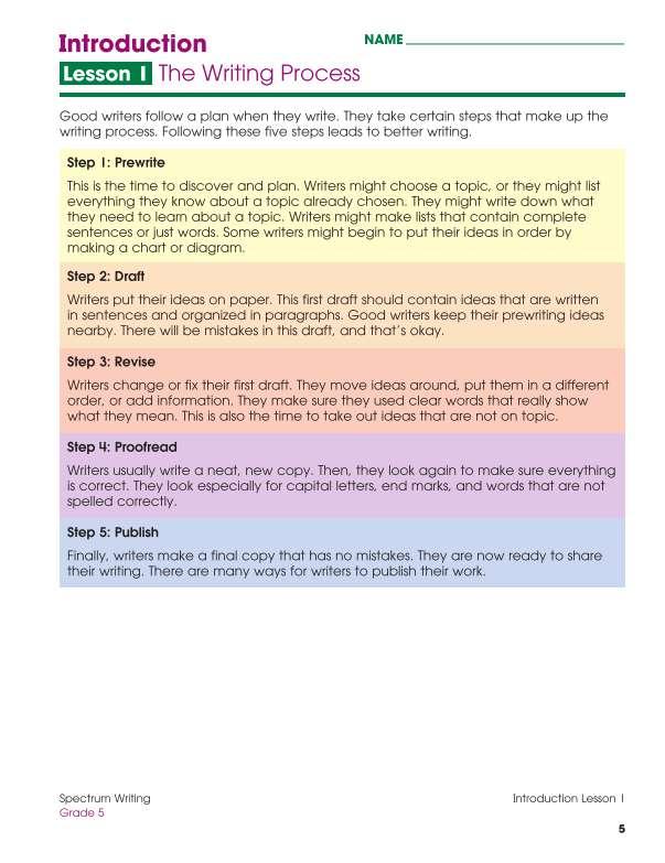 Spectrum Writing Workbook, Grade 5