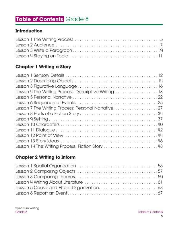 Spectrum Writing Workbook, Grade 8
