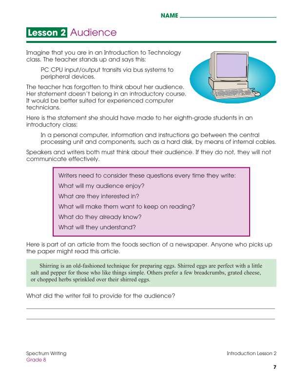 Spectrum Writing Workbook, Grade 8