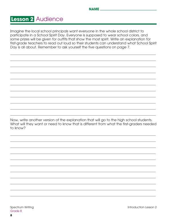 Spectrum Writing Workbook, Grade 8
