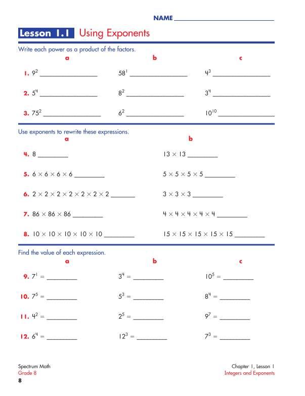 Spectrum Math Workbook, Grade 8