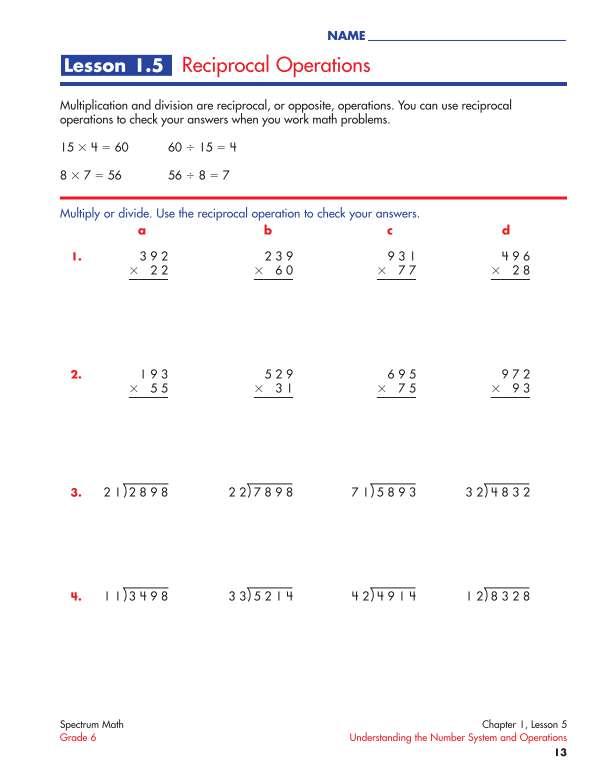 Spectrum Math Workbook, Grade 6