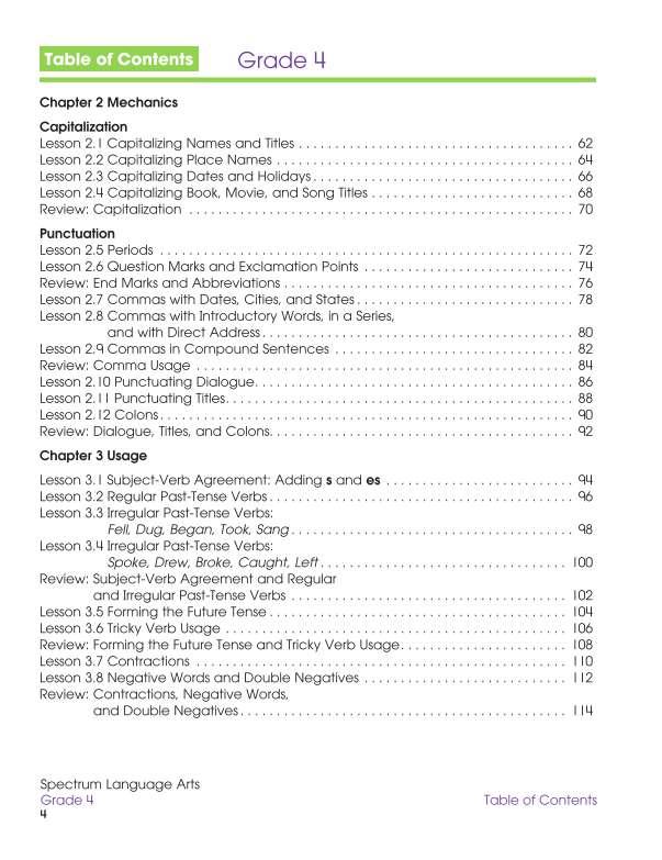 Spectrum Language Arts Workbook, Grade 4