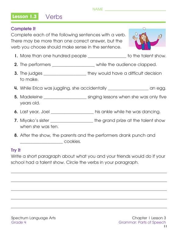 Spectrum Language Arts Workbook, Grade 4