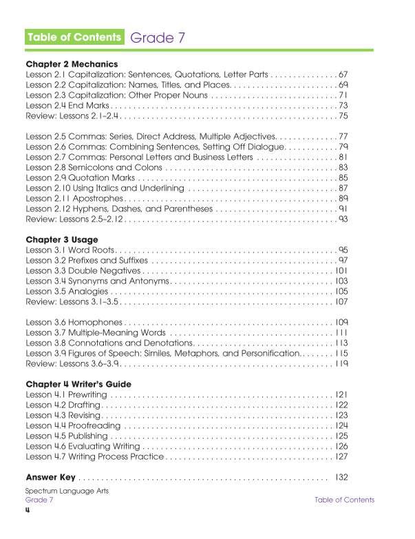 Spectrum Language Arts Workbook, Grade 7