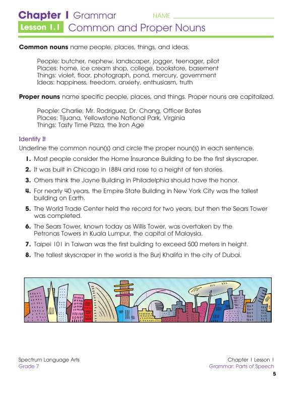 Spectrum Language Arts Workbook, Grade 7