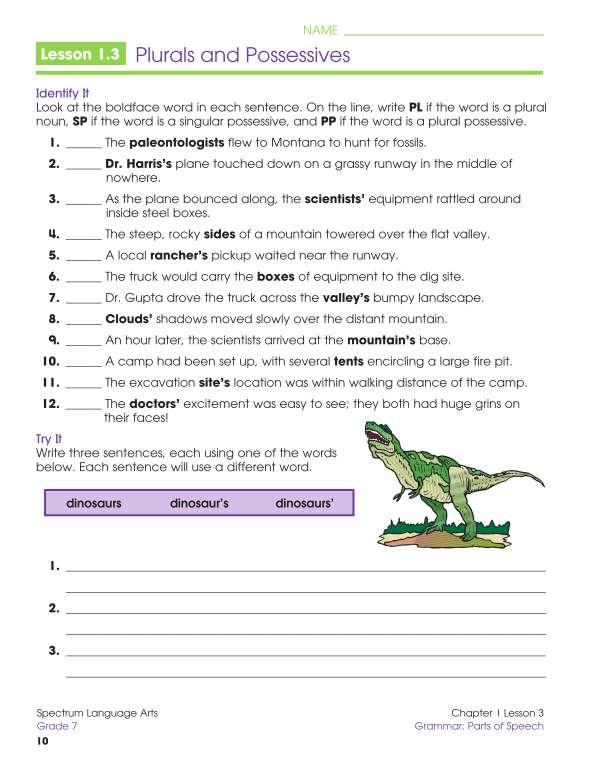 Spectrum Language Arts Workbook, Grade 7
