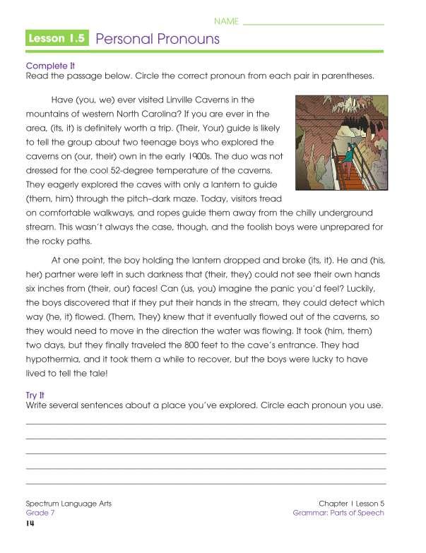 Spectrum Language Arts Workbook, Grade 7